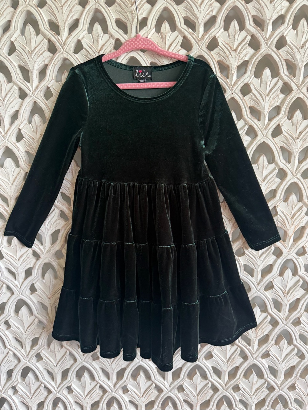 Lilt Girls 4T Emerald Green Velvet Tiered Holiday Dress